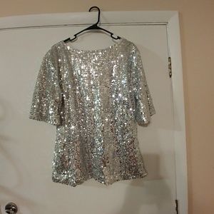 Silver sequin top